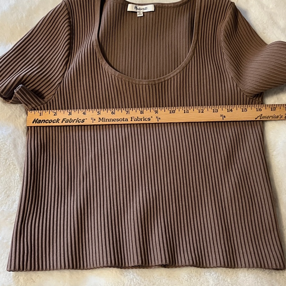 Madewell Ottoman Crop Sweater Tee in Light Umber Brown Size XL - Picture 8 of 13